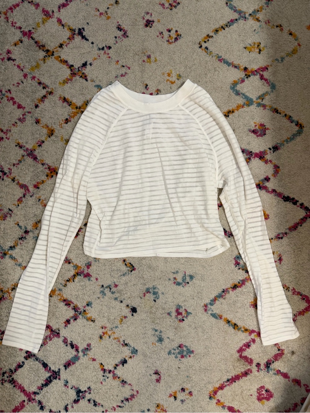 lululemon athletica White Striped Long Sleeve Tee